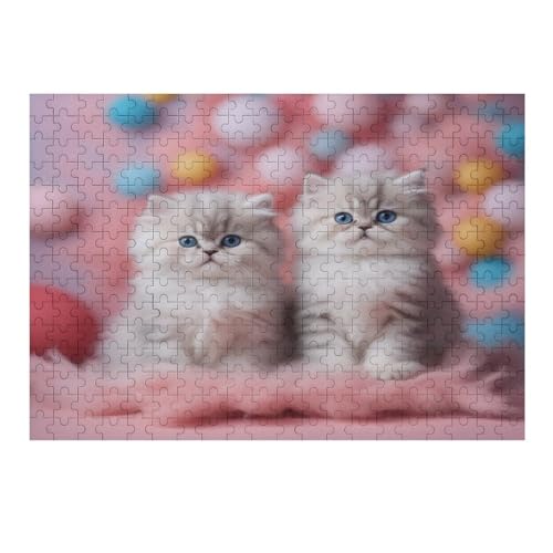 süße Katze 300 Teile Puzzle Für Erwachsene, Herausforderung Puzzles - Familienpuzzle Verringerter Druck Schwieriges Puzzle Rahmen Holzpuzzle Für Erwachsene Kinder 12+ （40×28cm） von AAPZY