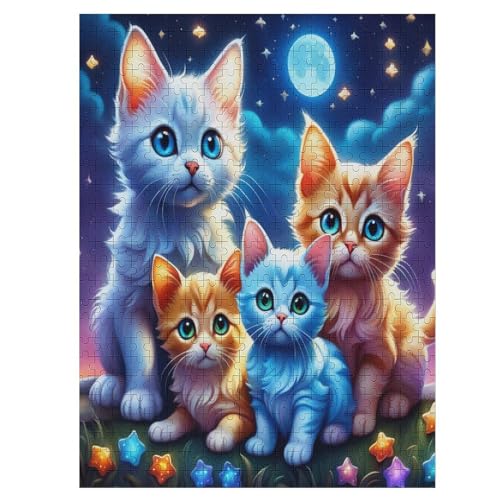 süße Katze 500 Teile Puzzle Für Erwachsene, Herausforderung Puzzles - Familienpuzzle Verringerter Druck Schwieriges Puzzle Rahmen Holzpuzzle Für Erwachsene Kinder 12+ （55×41cm） von AAPZY