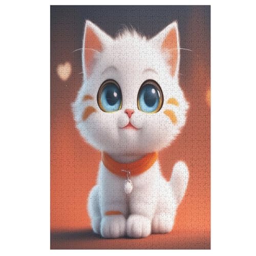 süße Katze Holzpuzzle 1000 Teile, Knobelspiele Für Erwachsene, Teenager, Puzzles Unmögliche - Kinder Puzzle Zimmer Deko 78×53cm von AAPZY