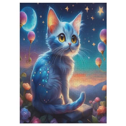 süße Katze Puzzle 300 Teile, Holzpuzzle Für Erwachsene, Impossible Puzzle, Geschicklichkeitsspiel Für Die Ganze Familie, Puzzle Farbenfrohes Legespiel Kinder Puzzles 42×30cm von AAPZY