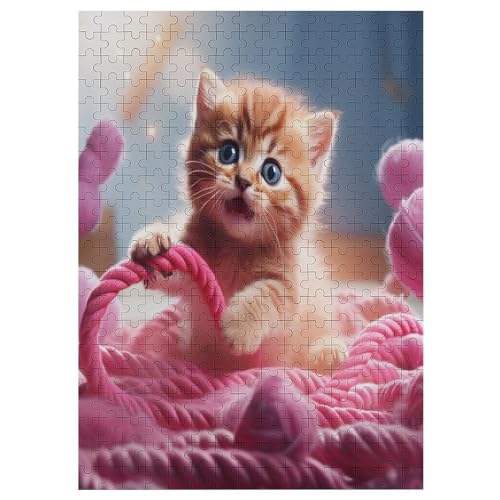 süße Katze Puzzle 300 Teile,Puzzles Für Erwachsene, Impossible Puzzle, Geschicklichkeitsspiel Für Die Ganze Familie, Puzzle Kinder,Holzpuzzle-Geschenk,Raumdekoration, 42×30cm von AAPZY