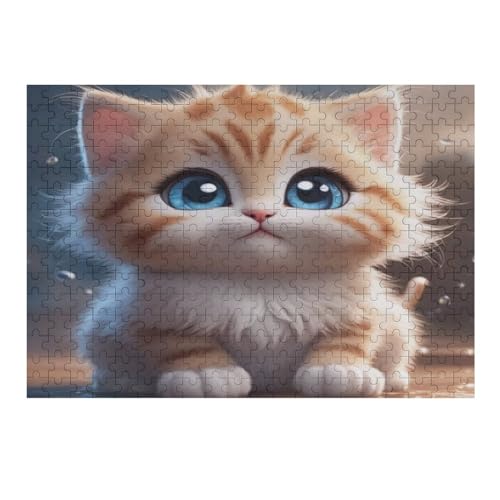 süße Katze Puzzles 300 Teile Für Jugendliche Kreatives Holzpuzzlespielzeug Familienspiel Schwierigkeitsgrad Herausforderungspuzzles （40×28cm） von AAPZY