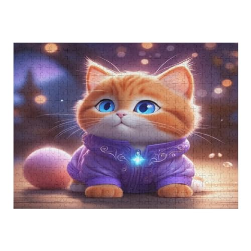 süße Katze Puzzles 500 Teile Erwachsener Kniffel Spaß Für Die Ganze Familie - 500 Puzzleteilige Motive, Holzpuzzle Kinder Erwachsene, Impossible Puzzle Schwer （52×38cm） von AAPZY