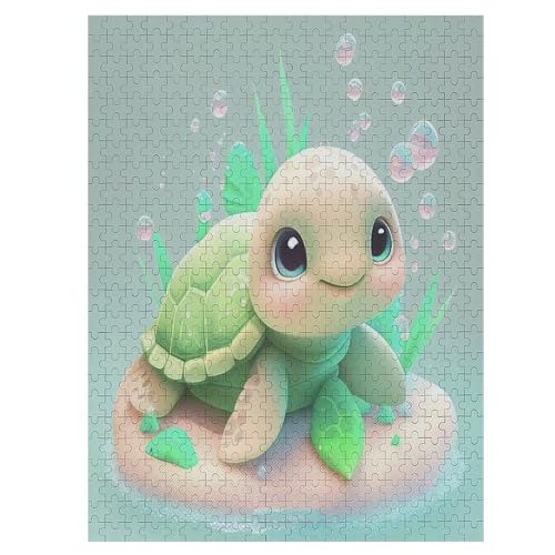 süße Schildkröte Holzpuzzle 500 Teile, Knobelspiele Für Erwachsene, Teenager, Puzzles Unmögliche - Kinder Puzzle Zimmer Deko （55×41cm） von AAPZY