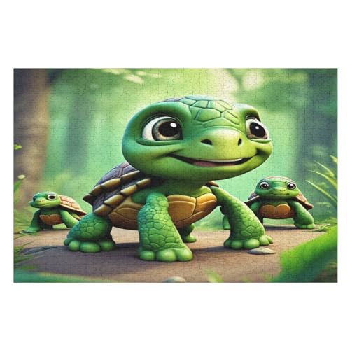 süße Schildkröte – Puzzle 1000 Teile, Holzpuzzle, Herausforderndes Geschicklichkeitsspiel Für Die Ganze Familie, Kinder Erwachsenenpuzzle Ab 12 Jahren （75×50cm） von AAPZY