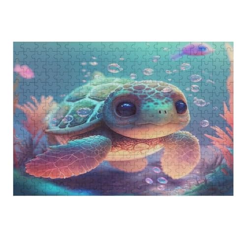 süße Schildkröte – Puzzle 300 Teile, Holzpuzzle, Herausforderndes Geschicklichkeitsspiel Für Die Ganze Familie, Kinder Erwachsenenpuzzle Ab 12 Jahren （40×28cm） von AAPZY