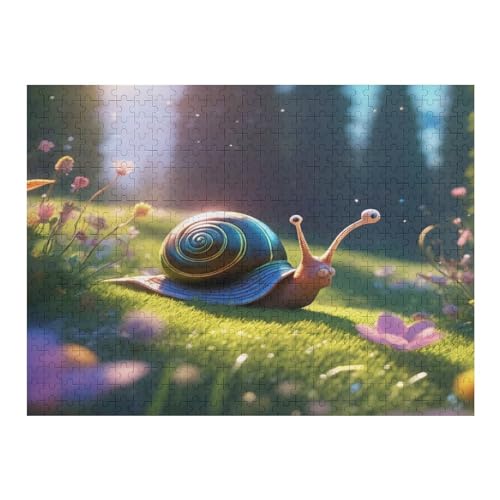 süße Schnecke -Puzzle, 500 Teile,Holzpuzzle Für Erwachsene Kinder, Lustiges Spielzeug, Denkspiel, Spielzeug, Bildungsspiel, Herausforderung, Pädagogisch, （52×38cm） von AAPZY