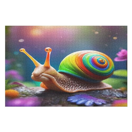 süße Schnecke Puzzle 1000 Teile,Puzzles Für Erwachsene, Impossible Puzzle, Geschicklichkeitsspiel Für Die Ganze Familie, Puzzle Kinder,Holzpuzzle-Geschenk,Raumdekoration, （75×50cm） von AAPZY