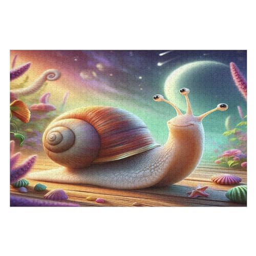 süße Schnecke Puzzles 1000 Teile Erwachsener Kniffel Spaß Für Die Ganze Familie - 1000 Puzzleteilige Motive, Holzpuzzle Kinder Erwachsene, Impossible Puzzle Schwer （75×50cm） von AAPZY