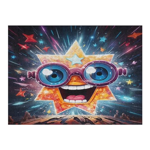 süße Sterne 500 Teile Puzzle Für Erwachsene, Herausforderung Puzzles - Familienpuzzle Verringerter Druck Schwieriges Puzzle Rahmen Holzpuzzle Für Erwachsene Kinder 12+ （52×38cm） von AAPZY