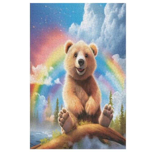 süßer Bär Holzpuzzle 1000 Teile,Puzzles Für Erwachsene, Impossible Puzzle, Geschicklichkeitsspiel Für Die Ganze Familie,Home Dekoration Puzzle, Puzzle Kinder Legespiel 78×53cm von AAPZY