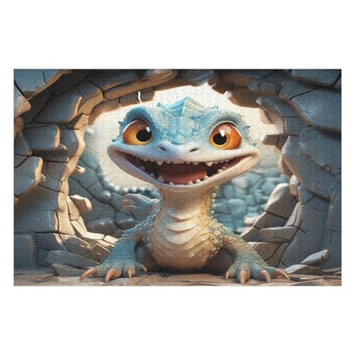 süßer Dinosaurier Holzpuzzle Erwachsene - 1000 Teiliges Jigsaw Knobelspiel - Puzzle Für Erwachsene & Kinder - Outdoor & Reisespielzeug - Geduldspiel （75×50cm） von AAPZY