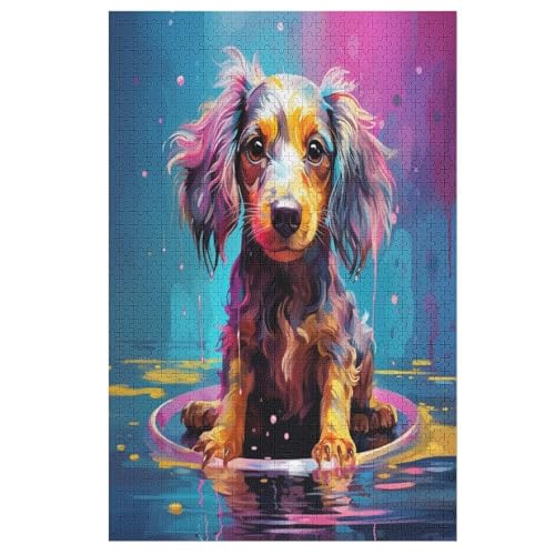 süßer Hund Puzzle 1000 Teile,Puzzles Für Erwachsene, Impossible Puzzle, Geschicklichkeitsspiel Für Die Ganze Familie, Puzzle Kinder,Holzpuzzle-Geschenk,Raumdekoration, （78×53cm） von AAPZY