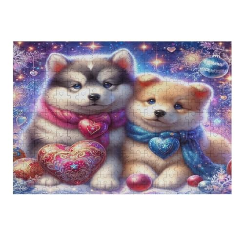 süßer Hund Puzzle 300 Teile, Holzpuzzle Für Erwachsene, Impossible Puzzle, Geschicklichkeitsspiel Für Die Ganze Familie, Puzzle Farbenfrohes Legespiel Kinder Puzzles （40×28cm） von AAPZY