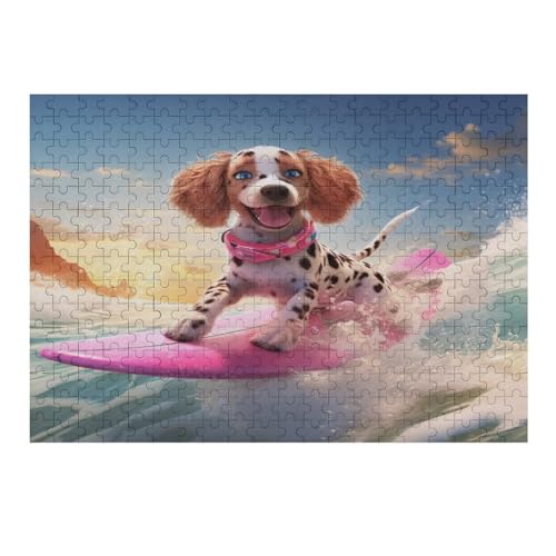 süßer Hund Puzzle 300 Teile, Holzpuzzle Für Erwachsene, Impossible Puzzle, Geschicklichkeitsspiel Für Die Ganze Familie, Puzzle Farbenfrohes Legespiel Kinder Puzzles （40×28cm） von AAPZY