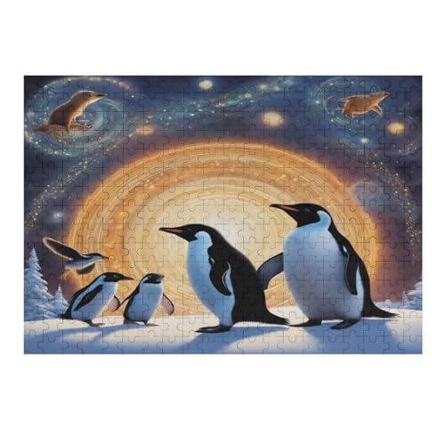 süßer Pinguin Holzpuzzle Erwachsene - 300 Teiliges Jigsaw Knobelspiel - Puzzle Für Erwachsene & Kinder - Outdoor & Reisespielzeug - Geduldspiel （40×28cm） von AAPZY