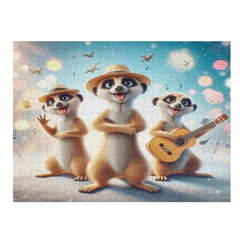 süßer Waschbär Holzpuzzle 500 Teile,Puzzles Für Erwachsene, Impossible Puzzle, Geschicklichkeitsspiel Für Die Ganze Familie,Home Dekoration Puzzle, Puzzle Kinder Legespiel （52×38cm） von AAPZY