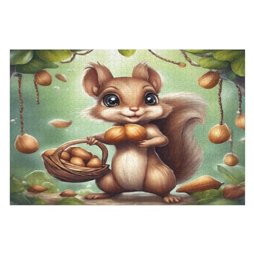 süßes Eichhörnchen Holzpuzzle Erwachsene - 1000 Teiliges Jigsaw Knobelspiel - Puzzle Für Erwachsene & Kinder - Outdoor & Reisespielzeug - Geduldspiel （75×50cm） von AAPZY