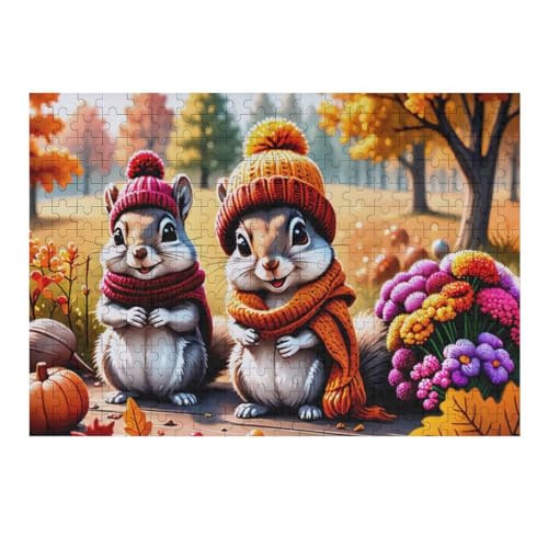 süßes Eichhörnchen Holzpuzzle Erwachsene - 300 Teiliges Jigsaw Knobelspiel - Puzzle Für Erwachsene & Kinder - Outdoor & Reisespielzeug - Geduldspiel （40×28cm） von AAPZY