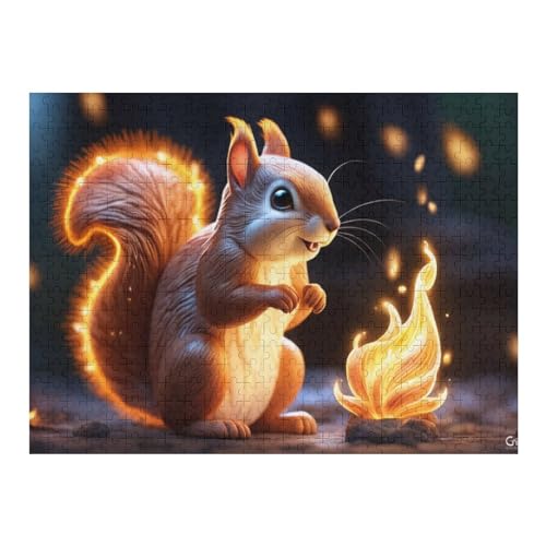 süßes Eichhörnchen Puzzles 500 Teile Erwachsener Kniffel Spaß Für Die Ganze Familie - 500 Puzzleteilige Motive, Holzpuzzle Kinder Erwachsene, Impossible Puzzle Schwer （52×38cm） von AAPZY