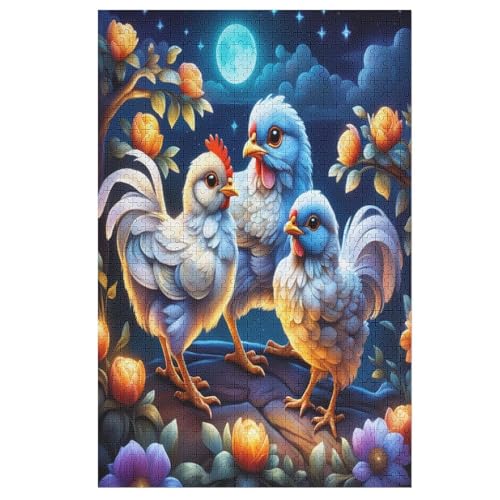 süßes Huhn Holzpuzzle 1000 Teile, Knobelspiele Für Erwachsene, Teenager, Puzzles Unmögliche - Kinder Puzzle Zimmer Deko （78×53cm） von AAPZY