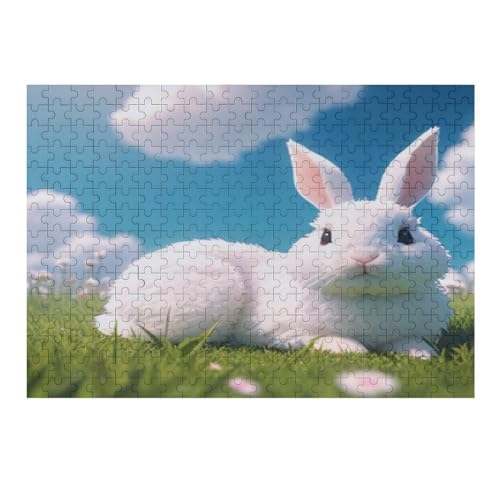 süßes Kaninchen Puzzle 300 Teile,Puzzles Für Erwachsene, Impossible Puzzle, Geschicklichkeitsspiel Für Die Ganze Familie, Puzzle Kinder,Holzpuzzle-Geschenk,Raumdekoration, （40×28cm） von AAPZY