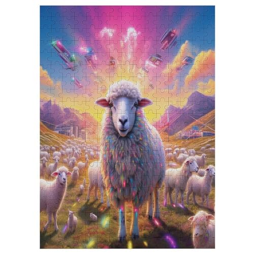 süßes Schaf 300 Teile Puzzle Für Erwachsene, Herausforderung Puzzles - Familienpuzzle Verringerter Druck Schwieriges Puzzle Rahmen Holzpuzzle Für Erwachsene Kinder 12+ 42×30cm von AAPZY