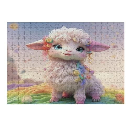 süßes Schaf Holzpuzzle 300 Teile, Knobelspiele Für Erwachsene, Teenager, Puzzles Unmögliche - Kinder Puzzle Zimmer Deko （40×28cm） von AAPZY