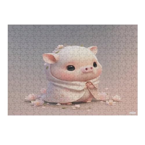 süßes Schwein 300 Teile Premium-Puzzles Für Erwachsene Kinder- Holzpuzzles Spaß Und Lernspiele - Perfekte Puzzle-Geschenke （40×28cm） von AAPZY