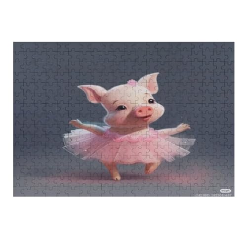 süßes Schwein 300 Teile Puzzle Für Erwachsene, Herausforderung Puzzles - Familienpuzzle Verringerter Druck Schwieriges Puzzle Rahmen Holzpuzzle Für Erwachsene Kinder 12+ （40×28cm） von AAPZY