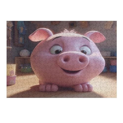 süßes Schwein 300 Teile Puzzle Für Erwachsene, Herausforderung Puzzles - Familienpuzzle Verringerter Druck Schwieriges Puzzle Rahmen Holzpuzzle Für Erwachsene Kinder 12+ （40×28cm） von AAPZY