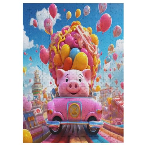 süßes Schwein 300 Teile Puzzles Für Erwachsene Holzpuzzle Familienpuzzlespiel Stressabbau-Puzzle Für Erwachsene Kinder Ab 12 Jahren （42×30cm） von AAPZY