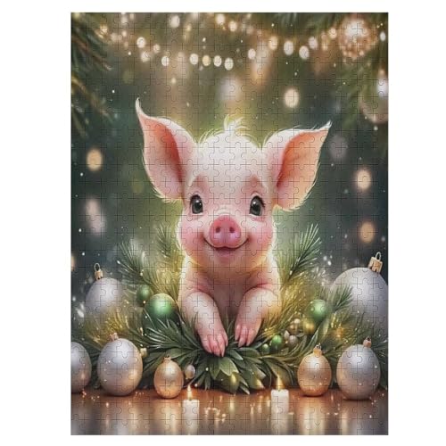 süßes Schwein 500 Teile Puzzle Für Erwachsene, Herausforderung Puzzles - Familienpuzzle Verringerter Druck Schwieriges Puzzle Rahmen Holzpuzzle Für Erwachsene Kinder 12+ （55×41cm） von AAPZY