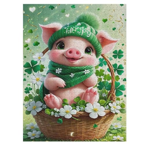 süßes Schwein 500 Teile Puzzle Für Erwachsene, Herausforderung Puzzles - Familienpuzzle Verringerter Druck Schwieriges Puzzle Rahmen Holzpuzzle Für Erwachsene Kinder 12+ （55×41cm） von AAPZY