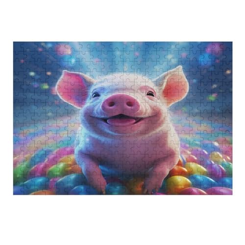 süßes Schwein Holzpuzzle 300 Teile,Puzzles Für Erwachsene, Impossible Puzzle, Geschicklichkeitsspiel Für Die Ganze Familie,Home Dekoration Puzzle, Puzzle Kinder Legespiel （40×28cm） von AAPZY