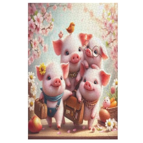 süßes Schwein Holzpuzzle Erwachsene - 1000 Teiliges Jigsaw Knobelspiel - Puzzle Für Erwachsene & Kinder - Outdoor & Reisespielzeug - Geduldspiel 78×53cm von AAPZY