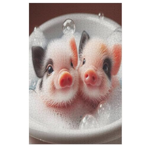 süßes Schwein Puzzle 1000 Teile,Puzzles Für Erwachsene, Impossible Puzzle, Geschicklichkeitsspiel Für Die Ganze Familie, Puzzle Kinder,Holzpuzzle-Geschenk,Raumdekoration, 78×53cm von AAPZY