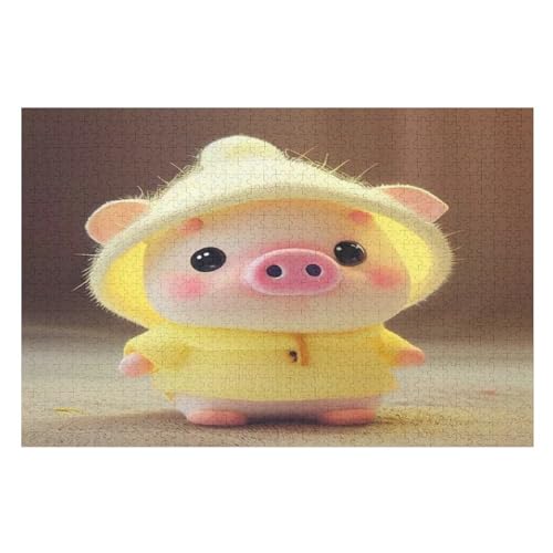 süßes Schwein Puzzles 1000 Teile Erwachsener Kniffel Spaß Für Die Ganze Familie - 1000 Puzzleteilige Motive, Holzpuzzle Kinder Erwachsene, Impossible Puzzle Schwer （75×50cm） von AAPZY