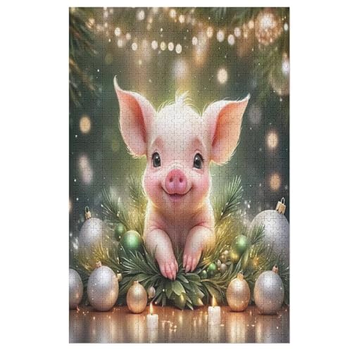 süßes Schwein Puzzles 1000 Teile Erwachsener Kniffel Spaß Für Die Ganze Familie - 1000 Puzzleteilige Motive, Holzpuzzle Kinder Erwachsene, Impossible Puzzle Schwer （78×53cm） von AAPZY