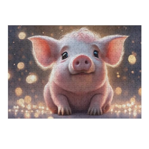 süßes Schwein Puzzles 300 Teile Erwachsener Kniffel Spaß Für Die Ganze Familie - 300 Puzzleteilige Motive, Holzpuzzle Kinder Erwachsene, Impossible Puzzle Schwer （40×28cm） von AAPZY