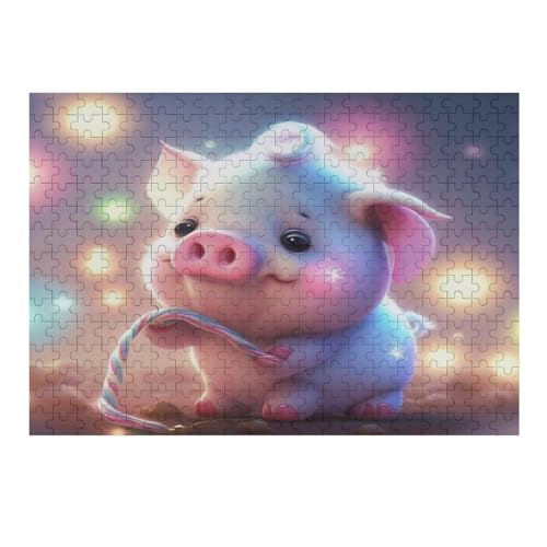 süßes Schwein Puzzles 300 Teile Erwachsener Kniffel Spaß Für Die Ganze Familie - 300 Puzzleteilige Motive, Holzpuzzle Kinder Erwachsene, Impossible Puzzle Schwer （40×28cm） von AAPZY