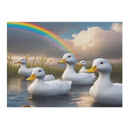 weiße Ente Puzzle 500 Teile, Holzpuzzle Für Erwachsene, Impossible Puzzle, Geschicklichkeitsspiel Für Die Ganze Familie, Puzzle Farbenfrohes Legespiel Kinder Puzzles （52×38cm） von AAPZY