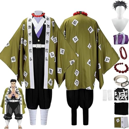 AAmron Komplettes Set Anime Character Himejima Gyoumei Cosplay-Kostüm für Dämonentöter, Kimono-Umhang und Perücken-Set für Halloween-Party,A-L von AAmron