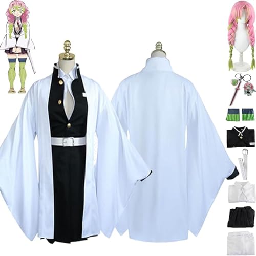 AAmron Komplettes Set Anime Character Kanroji Mitsuri Cosplay-Kostüm für Dämonentöter, Kimono-Umhang und Perücken-Set für Halloween-Party,A-XL von AAmron