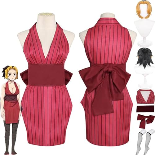 AAmron Komplettes Set Anime Character Makiwo Cosplay-Kostüm für Dämonentöter, Kimono-Umhang und Perücken-Set für Halloween-Party,A-3XL von AAmron