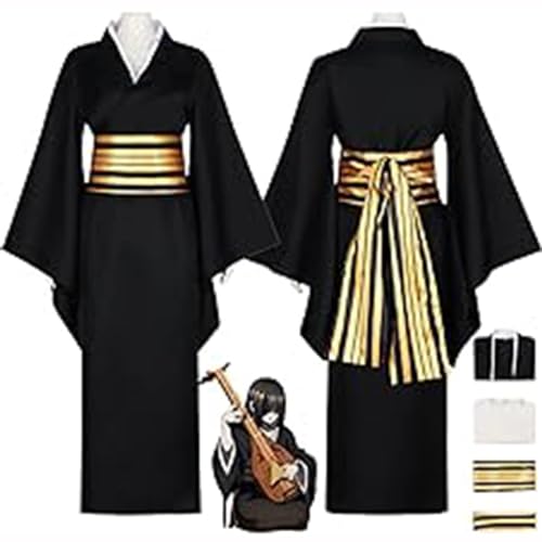 AAmron Komplettes Set Anime Character Nakime Cosplay-Kostüm für Dämonentöter, Kimono-Umhang und Perücken-Set für Halloween-Party,A-3XL von AAmron