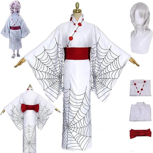 AAmron Komplettes Set Anime Character Rui Cosplay-Kostüm für Dämonentöter, Kimono-Umhang und Perücken-Set für Halloween-Party,A-3XL von AAmron