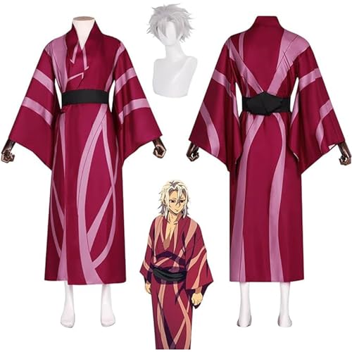 AAmron Komplettes Set Anime Character Shinazugawa Sanemi Cosplay-Kostüm für Dämonentöter, Kimono-Umhang und Perücken-Set für Halloween-Party,A-L von AAmron