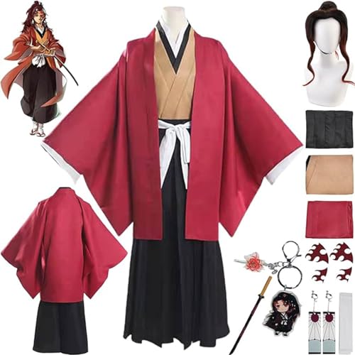 AAmron Komplettes Set Anime Character Tsugikuni Yoriichi Cosplay-Kostüm für Dämonentöter, Kimono-Umhang und Perücken-Set für Halloween-Party,A-L von AAmron