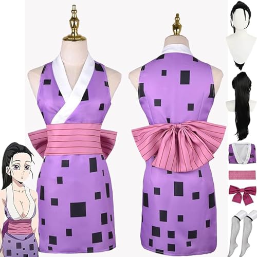 AAmron Komplettes Set Anime Character Uzui Tengen Wife Hinatsuru Cosplay-Kostüm für Dämonentöter, Kimono-Umhang und Perücken-Set für Halloween-Party,A-3XL von AAmron